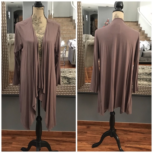 Sweaters - Dark Taupe Waterfall Cardigan